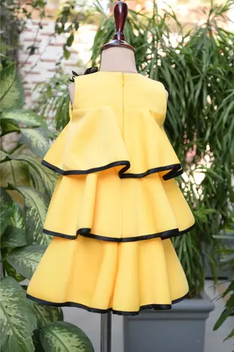 Yellow embroidered cotton dress