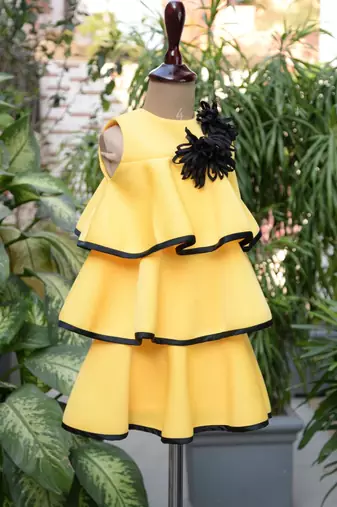 Yellow embroidered cotton dress