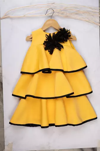 Yellow embroidered cotton dress