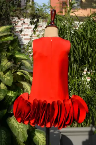 Red embroidered cotton dress