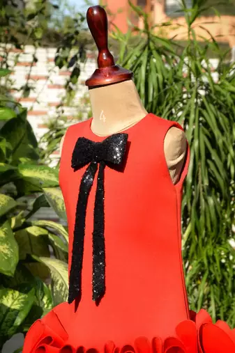 Red embroidered cotton dress