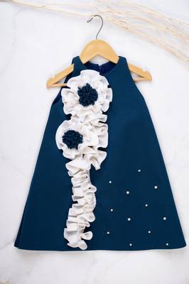Blue embroidered cotton dress 1