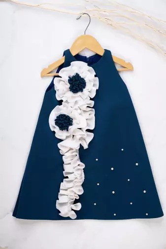 Blue embroidered cotton dress