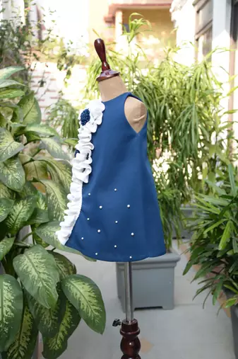 Blue embroidered cotton dress