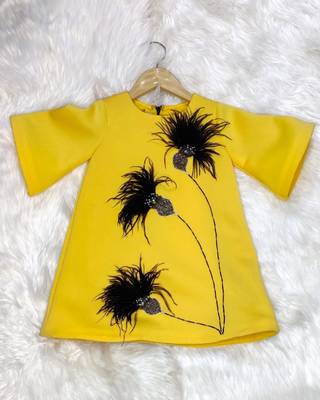 Yellow embroidered cotton dress 1