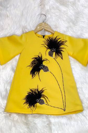 Yellow embroidered cotton dress