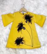 Yellow embroidered cotton dress