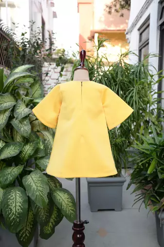 Yellow embroidered cotton dress