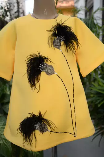 Yellow embroidered cotton dress