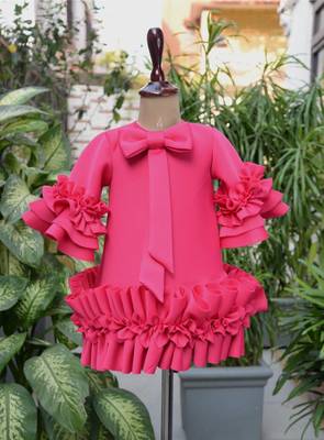 Pink embroidered cotton dress 1