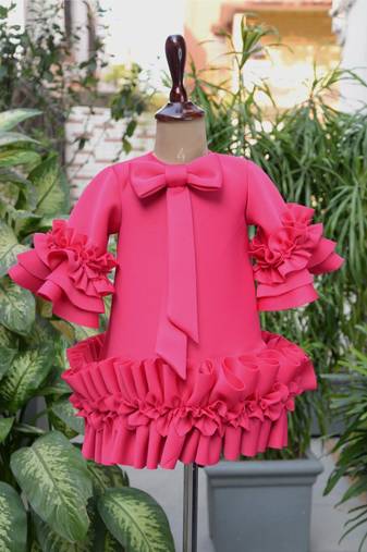 Pink embroidered cotton dress