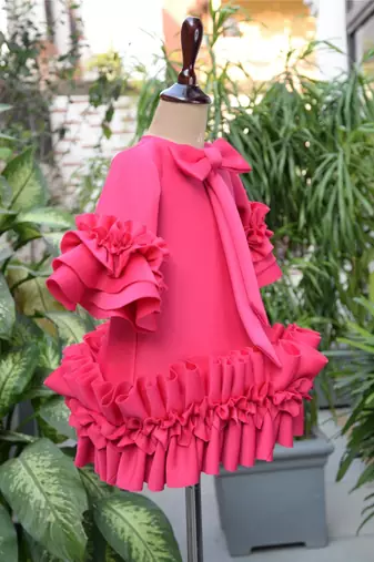 Pink embroidered cotton dress