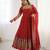 Red embroidered sequin anarkali set