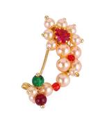 Traditional amazing oval shape gold plated maharashtrian nosepin / nath without piercing for women and girls