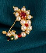 Traditional appealing oval shape gold plated maharashtrian nosepin / nath without piercing for women and girls