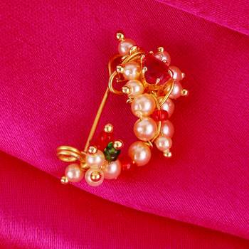 Traditional attractive oval shape gold plated maharashtrian nosepin / nath without piercing for women and girls 1