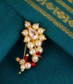 Traditional beautiful oval shape gold plated maharashtrian nosepin / nath without piercing for women and girls