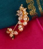 Traditional charming oval shape gold plated maharashtrian nosepin / nath without piercing for women and girls