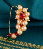Traditional classy oval shape gold plated maharashtrian nosepin / nath without piercing for women and girls