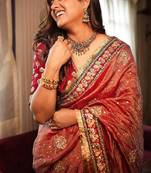 Red Color Banarasi Crush Saree