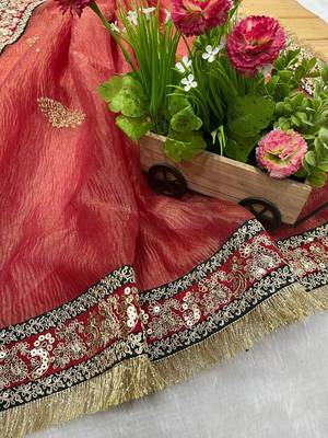 Red Color Banarasi Crush Saree 5