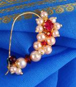 Traditional creative oval shape gold plated maharashtrian nosepin / nath without piercing for women and girls