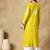 Chinkari yellow  color embroided roman silk kurta for women   - round neck-full sleeves