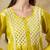 Chinkari yellow  color embroided roman silk kurta for women   - round neck-full sleeves