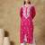 Chinkari pink color embroided modal kurta for women   - round neck-full sleeves