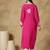 Chinkari pink color embroided modal kurta for women   - round neck-full sleeves