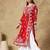 Chinkari red color embroided roman silk  kurta for women   - round - neck-full sleeves