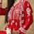 Chinkari red color embroided roman silk  kurta for women   - round - neck-full sleeves