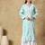 Chinkari green color embroided roman silk kurta for women - v - neck-full sleeves
