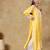 Chinkari yellow  color embroided modal kurta for women - v - neck-full sleeves