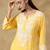 Chinkari yellow  color embroided modal kurta for women - v - neck-full sleeves