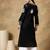 Chinkari black color embroided cotton kurta for women - boat neck-full sleeves