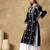 Chinkari black color embroided cotton kurta for women - boat neck-full sleeves