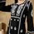 Chinkari black color embroided cotton kurta for women - boat neck-full sleeves