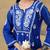 Chinkari blue color embroided cotton kurta for women - boat neck-full sleeves