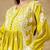 Chinkari yellow  color embroided roman silk kurta for women   - round neck-full sleeves