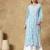 Chinkari blue  color embroided muslin  kurta for women  - v - neck-full sleeves