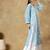 Chinkari blue  color embroided muslin  kurta for women  - v - neck-full sleeves