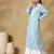 Chinkari blue  color embroided muslin  kurta for women  - v - neck-full sleeves