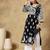 Chinkari black color embroided cotton kurta for women - v- neck-full sleeves