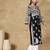 Chinkari black color embroided cotton kurta for women - v- neck-full sleeves