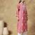 Chinkari muave  color embroided roman silk kurta for women   - round neck-full sleeves