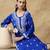 Chinkari blue color embroided cotton kurta for women - round neck-full sleeves