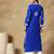 Chinkari blue color embroided cotton kurta for women - round neck-full sleeves