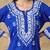Chinkari blue color embroided cotton kurta for women - round neck-full sleeves