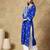 Chinkari blue color embroided cotton kurta for women - round neck-full sleeves